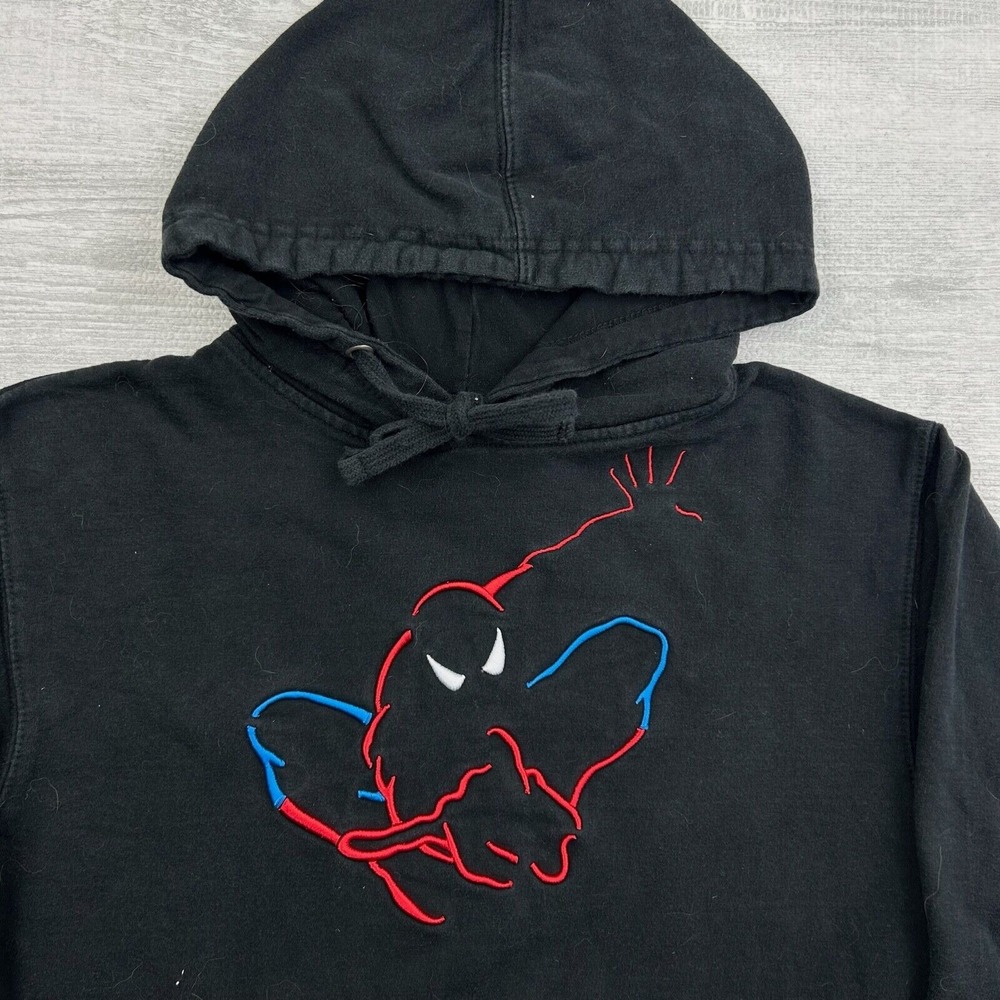 Vintage Y2K Spiderman Sweatshirt Adult Small Black Embroidered Universal Studios - Picture 2 of 6